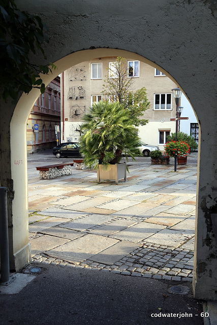 The Arched Entrance to the Esterhazy Palace Gardens from the Franciscan Monastery Plaza