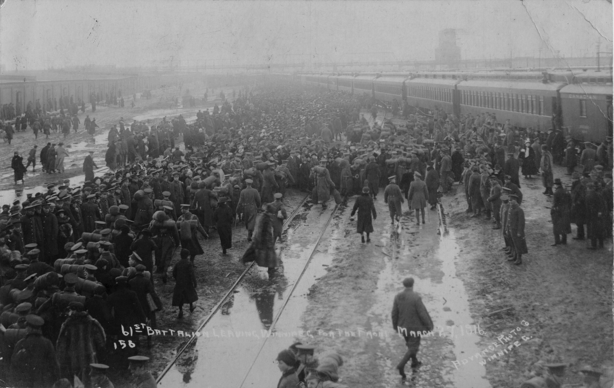 61st Battalion Leaving Winnipeg for the Front, March 27, 1916.