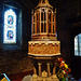 lyme regis church, dorset,alabaster font of late c19, unsuitably ornate for its saxon tower home