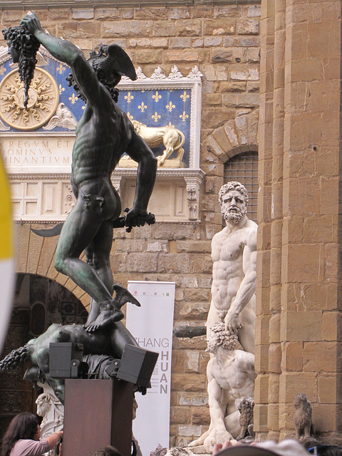 Perseus having beheadded Medusa by Cellini and Hercules slaying the centaur Nessus.