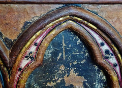salisbury cathedral,detail of painted wooden tomb chest of william longespee 1226