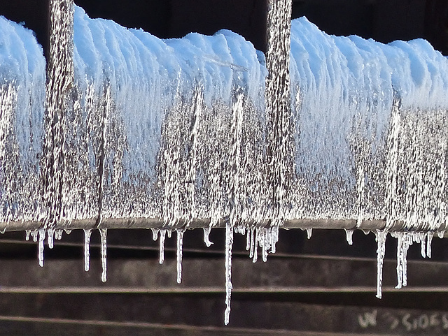 Snow and ice on a bridge