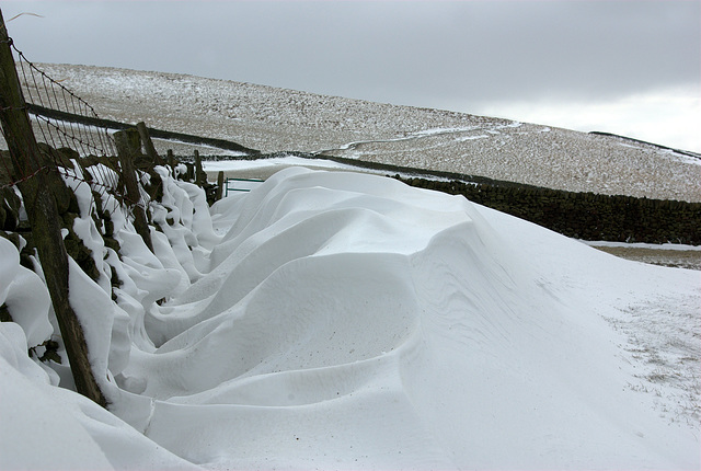 Snow drift near Mossy Lea Farm Glossop