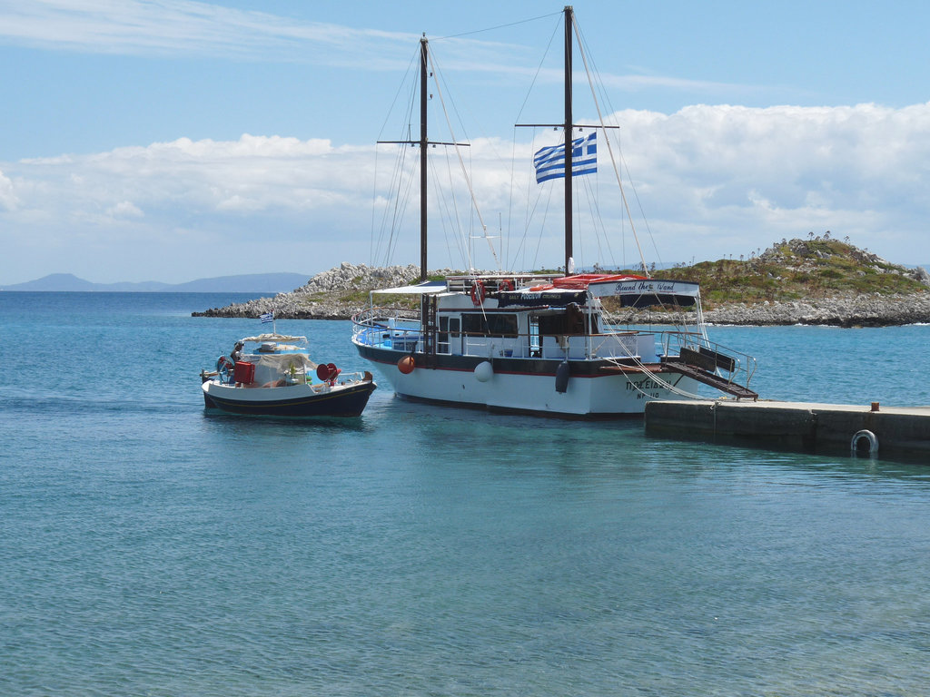 'Poseidon' and Fishing Boat at Sesklia