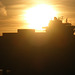 Containerschiff  im Sonnenuntergang