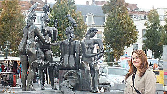 Sur la place du marché..a Bruges en Belgique.