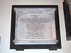 Memorial to Ann Manningham Buller of Dilhorne Hall, Dilhorne Church, Staffordshire