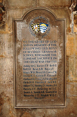 Grammar School War Memorial, Beverley Minster, East Riding of Yorkshire
