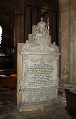 Monument to Michael Warton, Beverley Minster, East Riding of Yorkshire