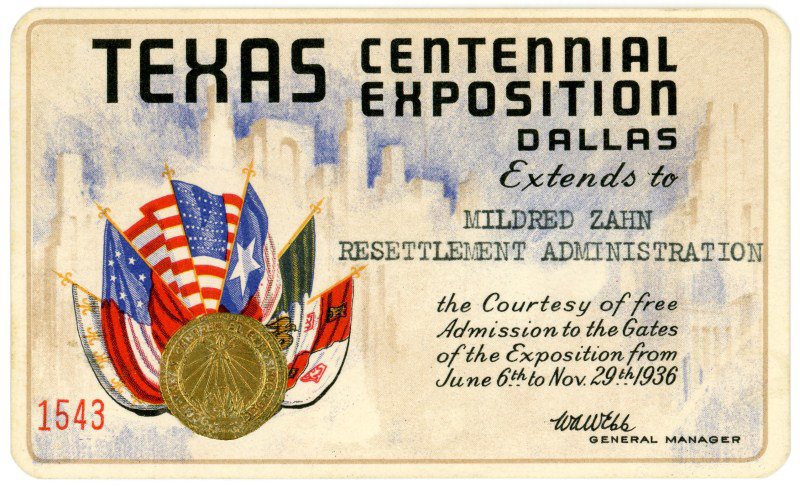 Texas Centennial Exposition Pass, Dallas, 1936