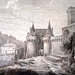 Une gravure ancienne de la porte du château de Bourdeilles