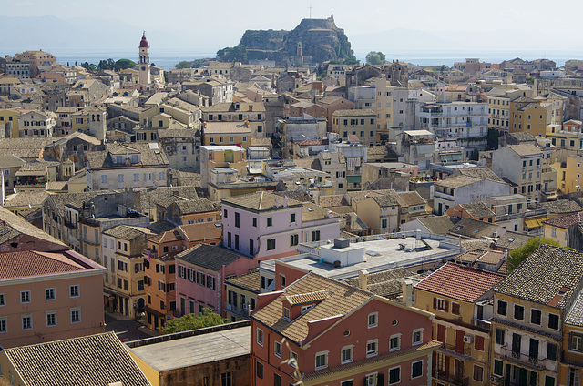 looking east towards the Old Fortress and St Spyridon