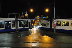 Two trams, one track