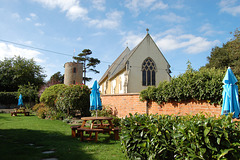 Parish Church from the Queens Head Inn, Bramfield, Suffolk