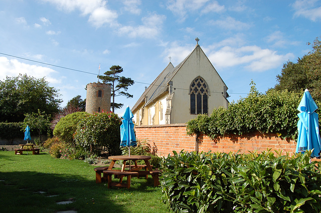 Parish Church from the Queens Head Inn, Bramfield, Suffolk