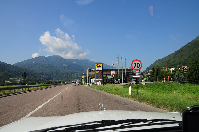 Driving towards the Tonale Pass