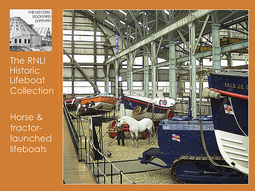 RNLB horse & tractor launched Lifeboats  - The Historic Dockyard - Chatham - 25.8.2006