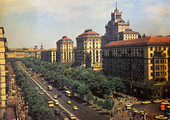 Old postcards from Kiev – Kreshchatik Street, the city's principal thoroughfare