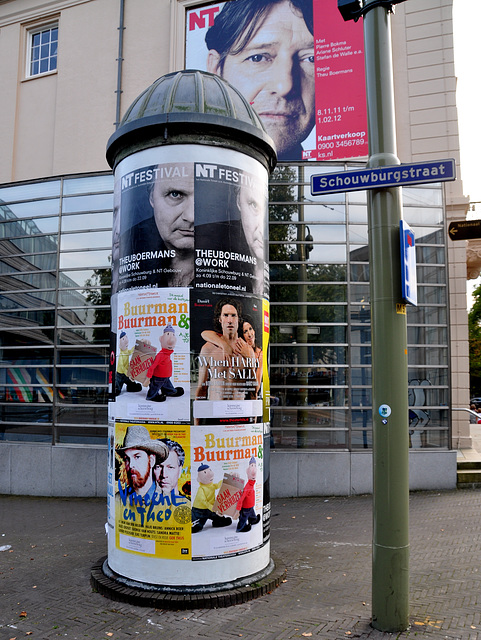 Advertisement column and Royal Theater