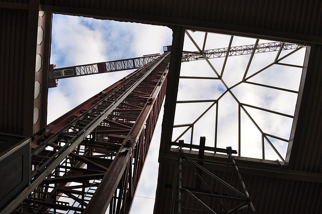 Crane sticking through the roof