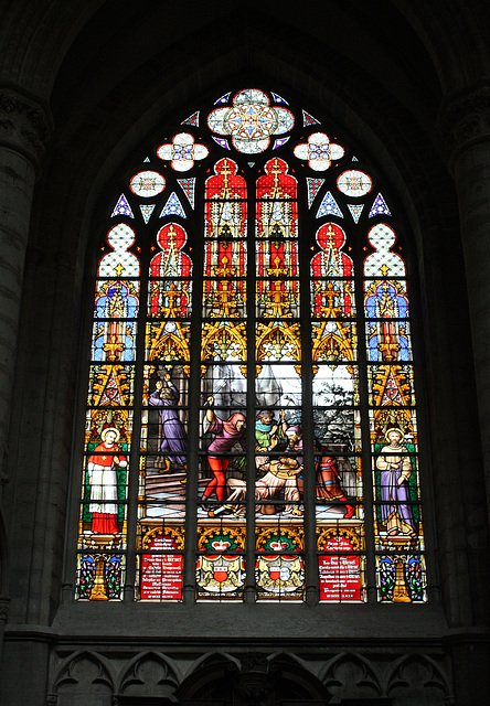 Stained Glass window in St. Michael and St. Gudula Cathedral