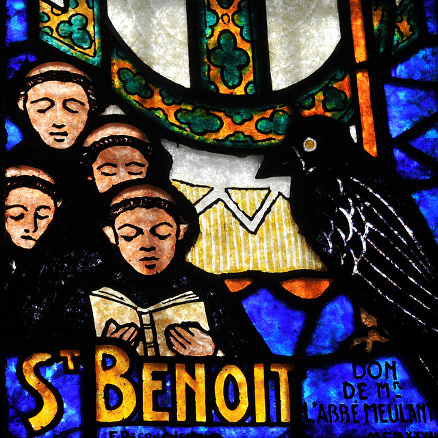 Détail du vitrail de St-Benoit - Eglise de St-Etienne-l'Allier