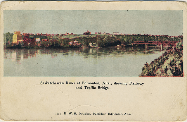 Saskatchewan River at Edmonton, Alta., showing Railway and Traffic Bridge