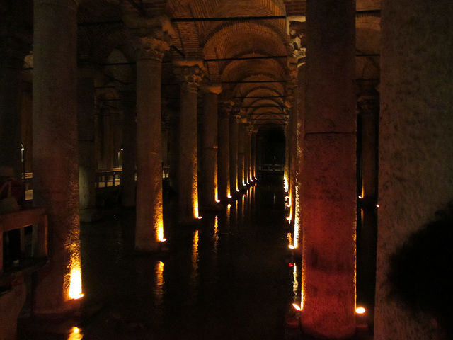 The underground Yerebatan Cistern was built during the Byzantine era under the reign of Justinian in the 6th century AD to ensure an adequate water supply for the city.