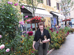 Mary in a Venitian neighborhood square on a damp morning.