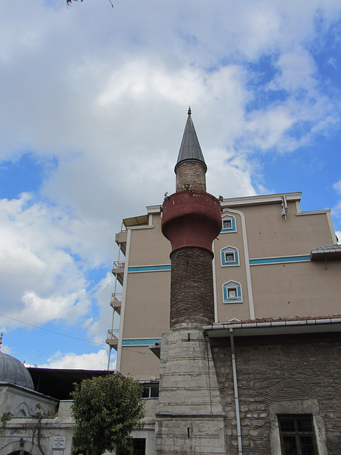 Old and new.  Many modern mosques are being built without minarets in Turkey because of the high risk of earthquakes.