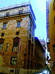 Valencia: palacio de la Generalidad y calle Caballeros.