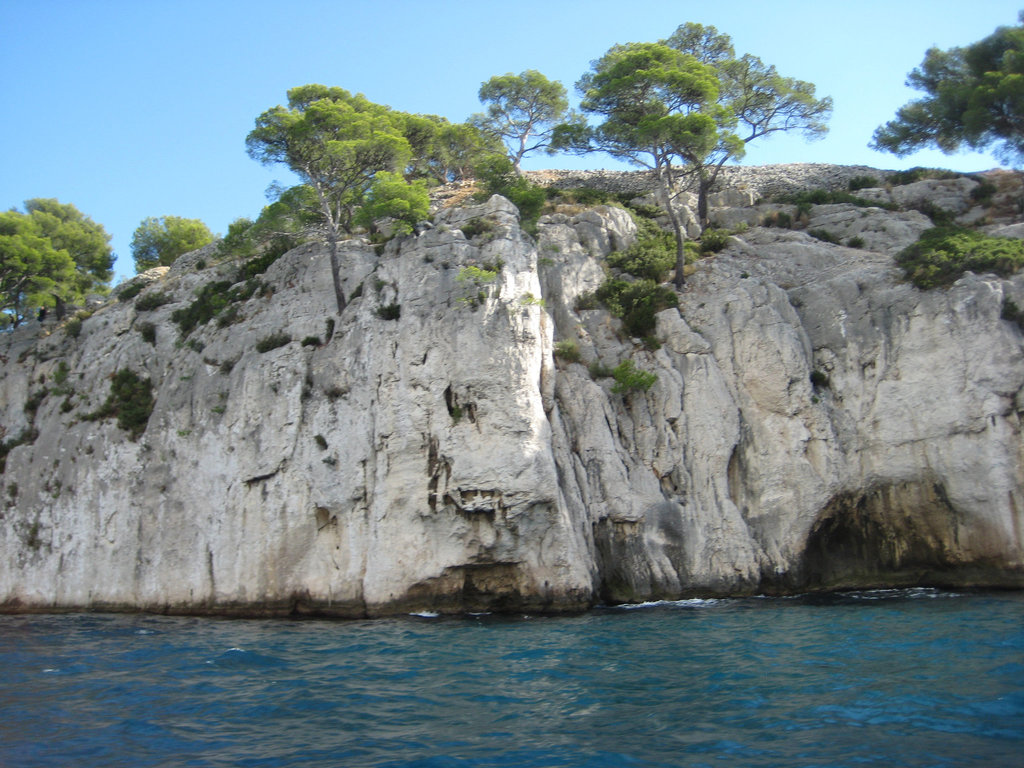 Tour by boat of the calanques near Cassis.  Calanques are small inlets with steep sides cut into the limestone that dominates this part of France.