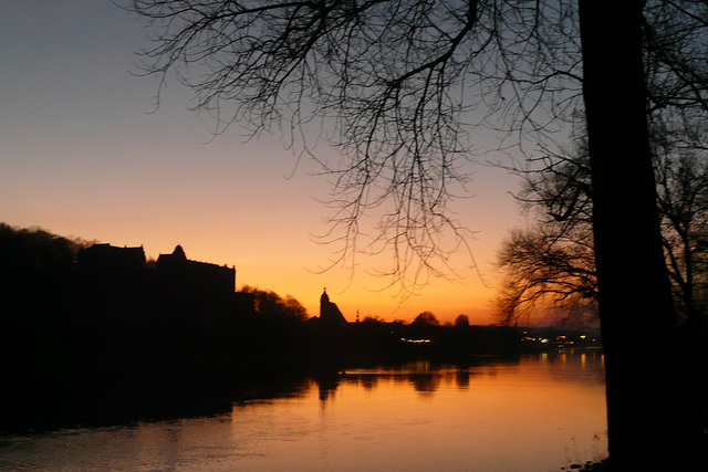 Sonnenuntergang über dem Elbtal bei Pirna - sunsubiro sur la Elbvalo