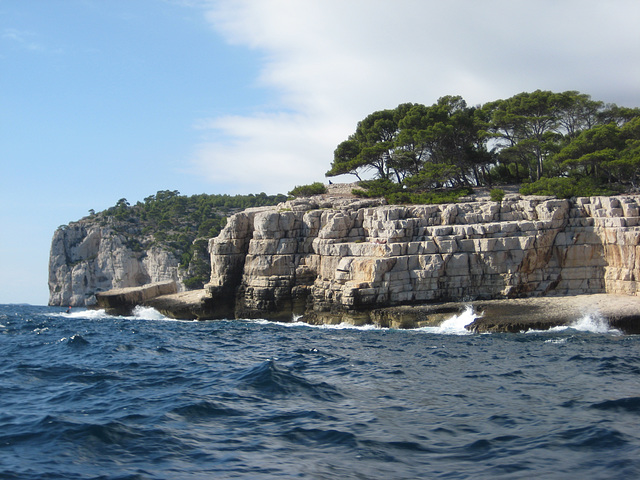 Succesive layers of limestone deposits.