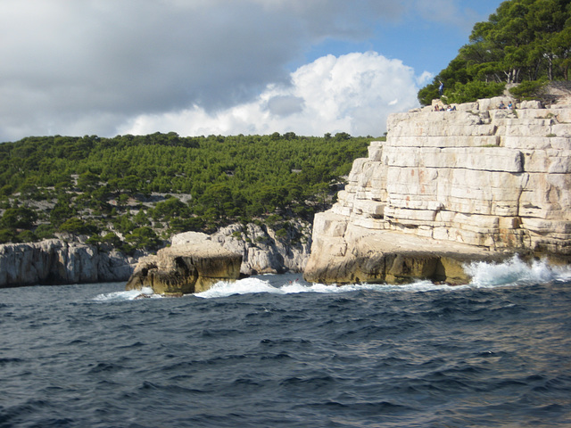 Tour by boat of the calanques near Cassis.  Calanques are small inlets with steeps sides cut into the limestone that dominates this part of France.