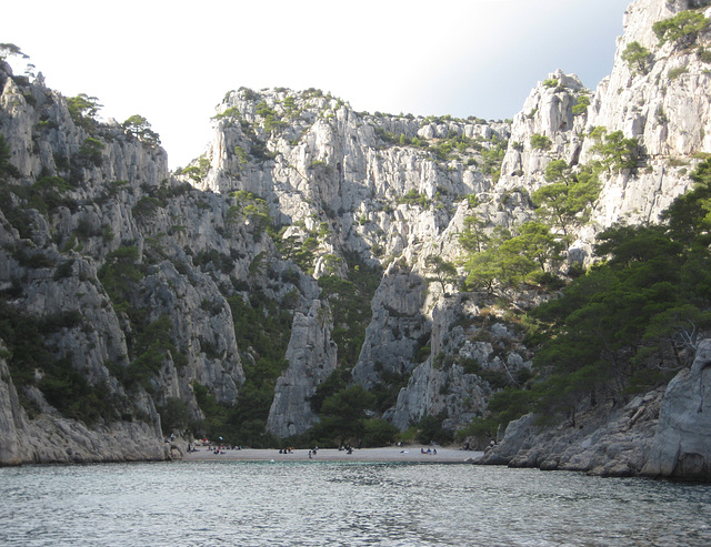 Small, remote beach with a great view out to sea.