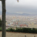Panoramic view of Barcelona in the rain from Montjuic