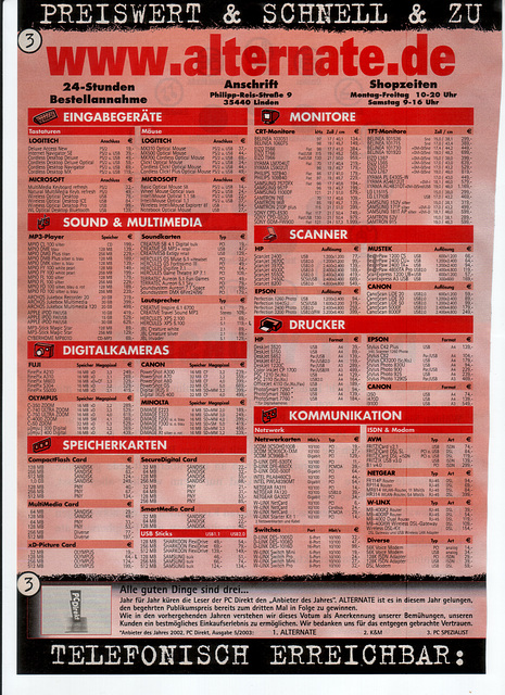 Computer parts prices 2003