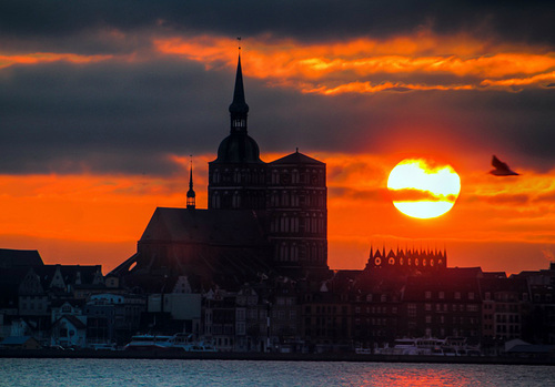 Sonnuntergang über Stralsund