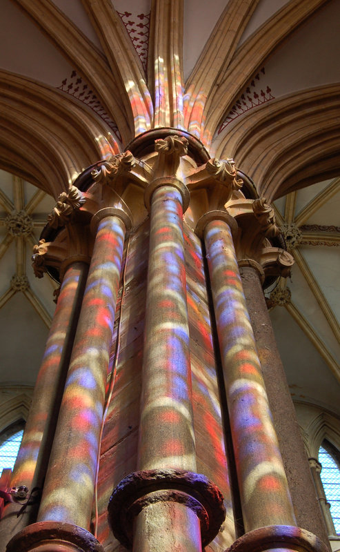 Sunlight through stained glass, Lincoln Cathedral, Lincoln