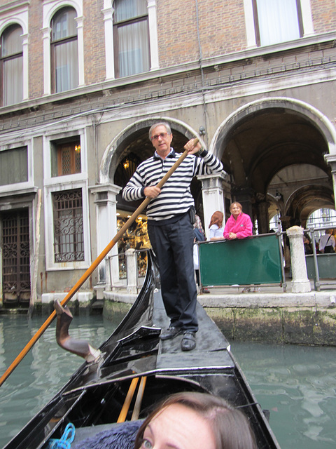 I couldn't come to Venice and not take a gondola ride, even though it was with two other couples.  Our gondolier looked like a professor of economics at a small Midwestern college.