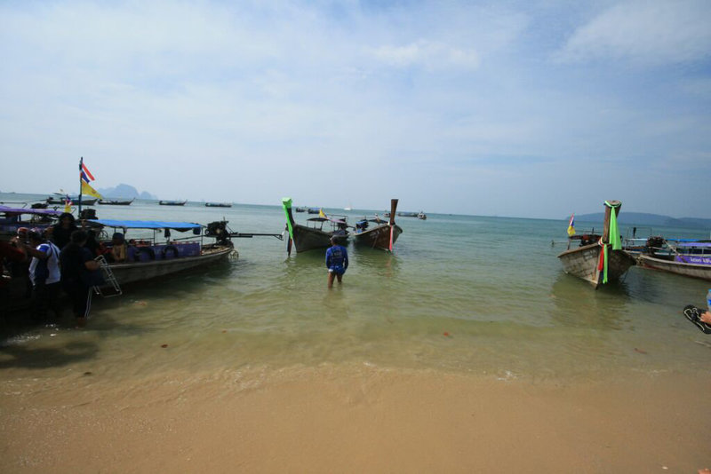 Longtail boats on the beach at Aonang