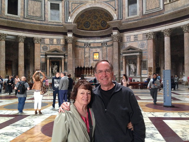 The Pantheon, completed by Hadrian as a replacement for the first Pantheon, which burned down in 80 AD.