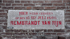 Gable stone to remember the spot where Rembrandt was born