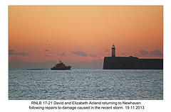 RNLB 17-21 entering Newhaven Harbour - 19.11.2013