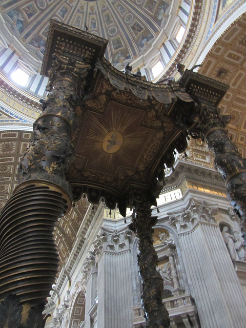 st. Peter's baldachin beneath the dome of the basilica