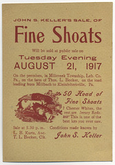 John S. Keller's Sale of Fine Shoats, Lebanon County, Pa., Aug. 21, 1917