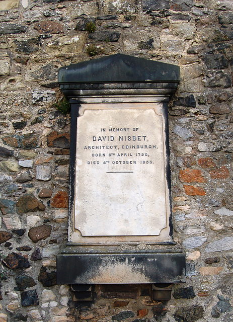 Memorial to the architect David Nisbet (1790-1853), Old Cemetery, Waterloo Place, Edinburgh