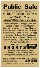 Public Sale at Shirk's Hotel, Kleinfeltersville, Pa., February 18, 1928