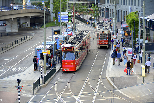 Temporary tram stop at Den Haag Centraal